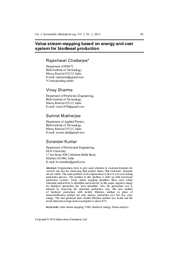 (PDF) Value stream mapping based on energy and cost system for ...