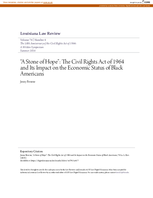(PDF) “A Stone of Hope”: The Civil Rights Act of 1964 and Its Impact on ...