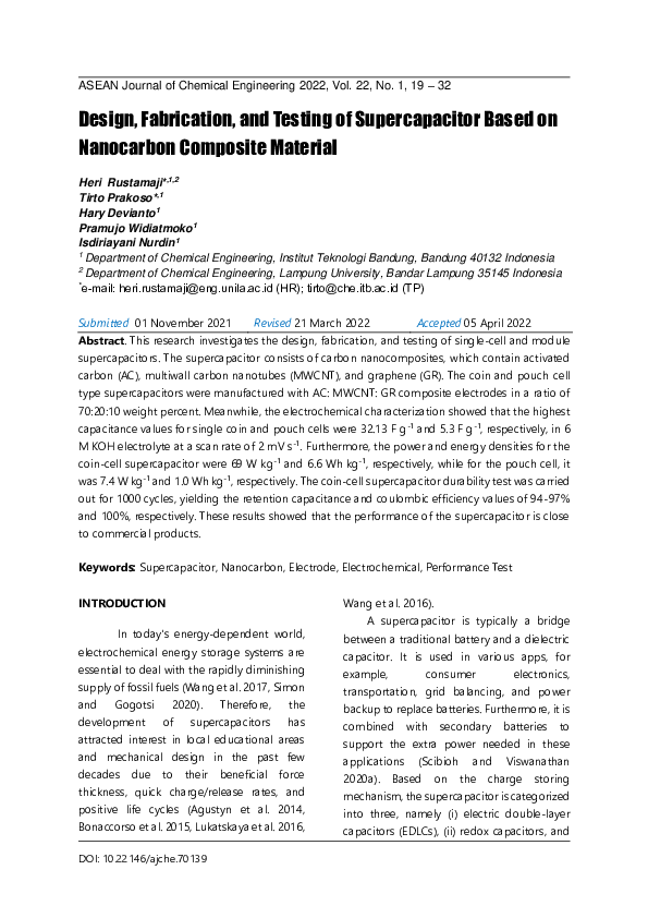 (PDF) Design, Fabrication, and Testing of Supercapacitor Based on ...
