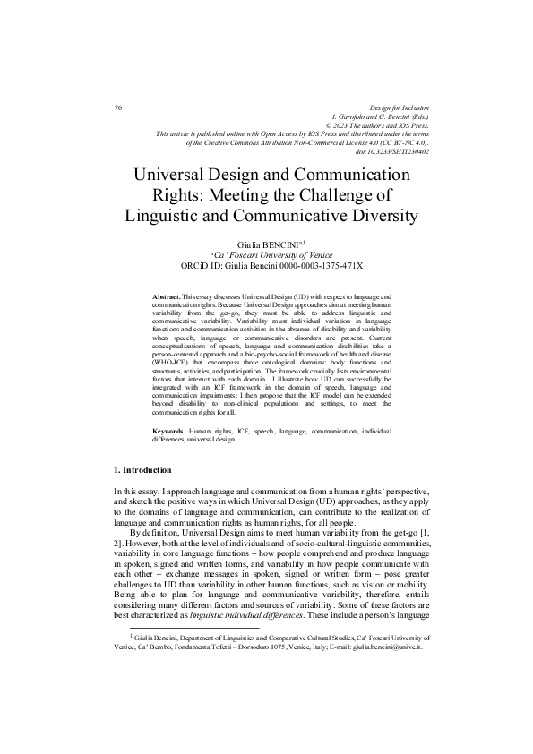 (PDF) Universal Design and Communication Rights: Meeting the Challenge ...