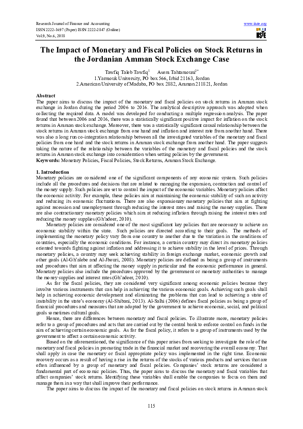(PDF) The Impact of Monetary and Fiscal Policies on the Stock Market in ...