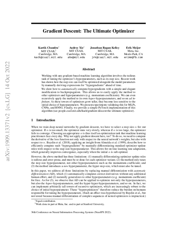 (PDF) Gradient Descent: The Ultimate Optimizer