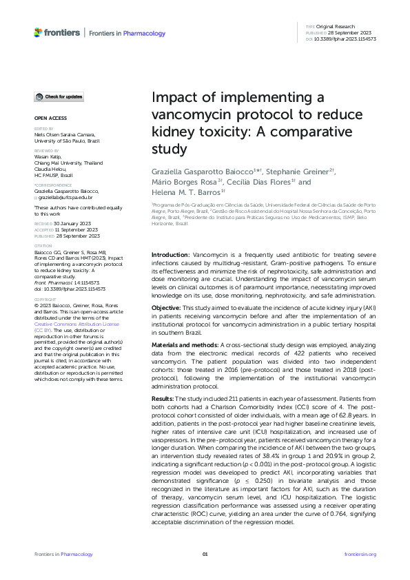 (PDF) Impact of implementing a vancomycin protocol to reduce kidney ...