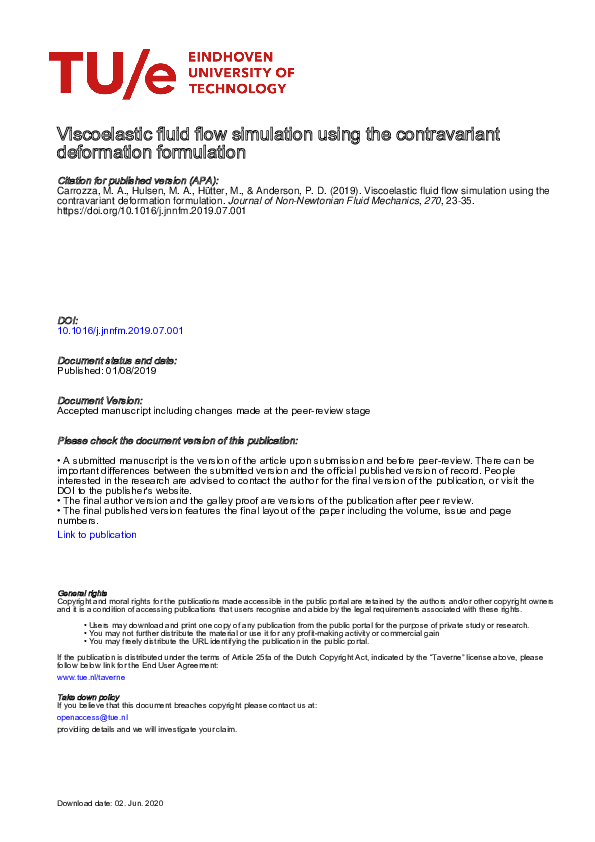 (PDF) Viscoelastic fluid flow simulation using the contravariant ...