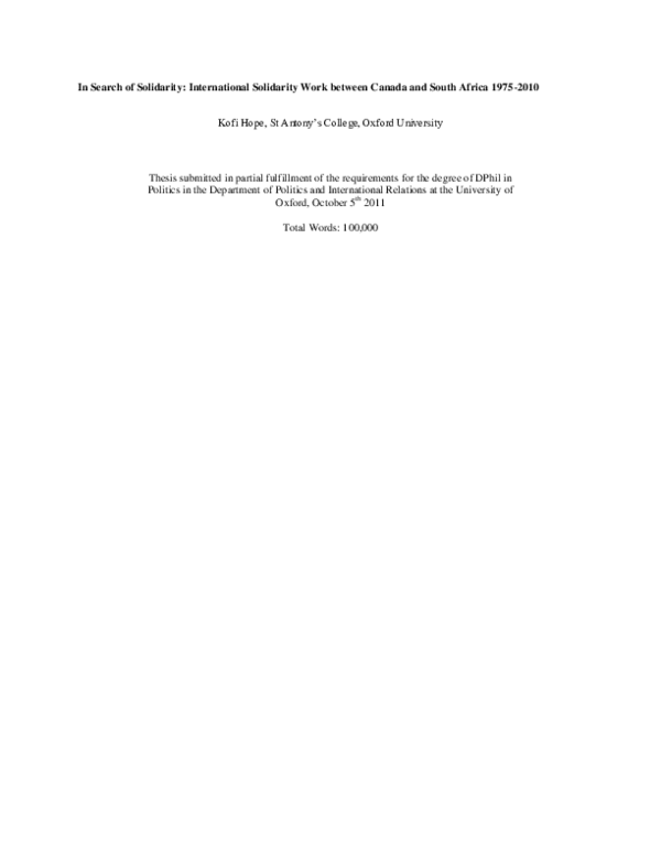 (PDF) In search of solidarity : international solidarity work between ...