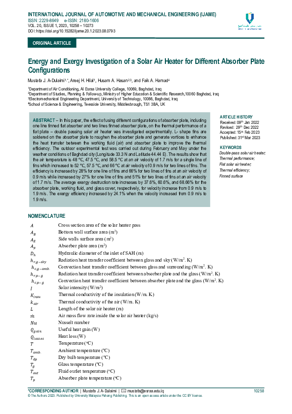 (PDF) Energy and Exergy Investigation of a Solar Air Heater for ...