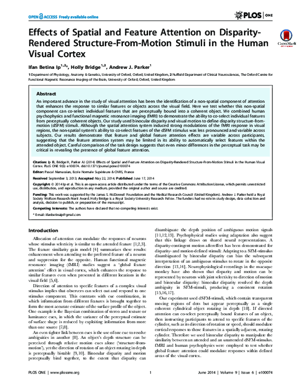(PDF) Effects of Spatial and Feature Attention on Disparity-Rendered ...