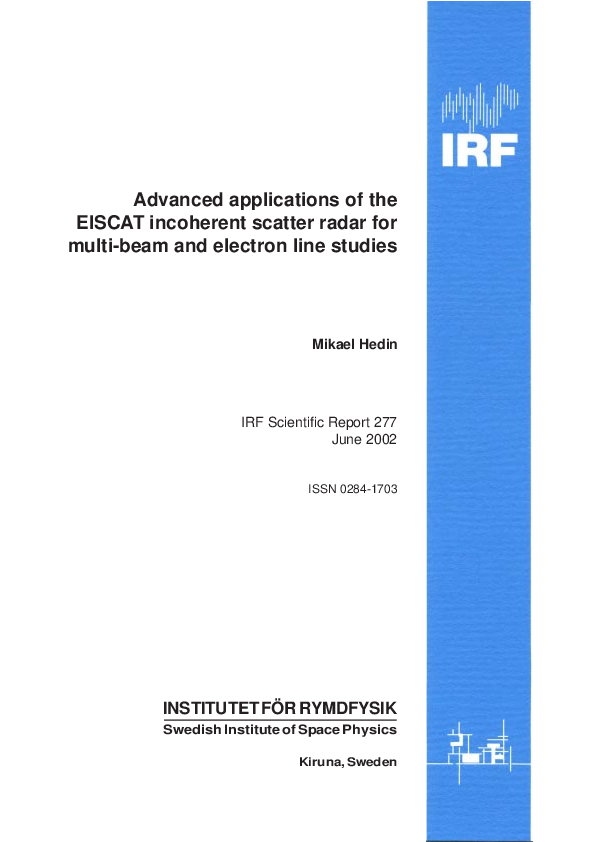 (PDF) Advanced applications of the EISCAT incoherent scatter radar for ...