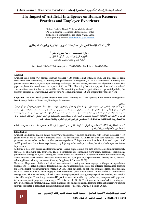 (PDF) The Impact of Artificial Intelligence on Human Resource Practices ...
