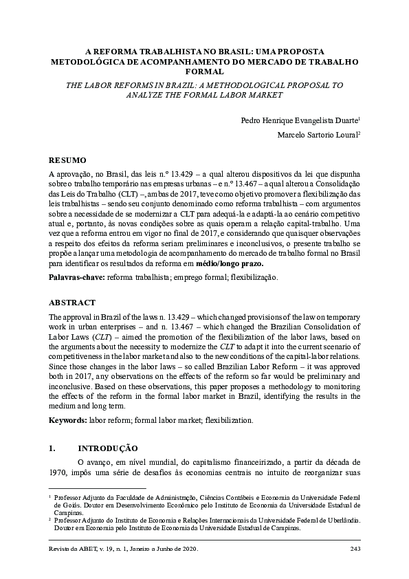 (PDF) Reforma Trabalhista No Brasil
