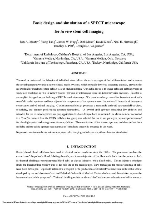 (PDF) Basic design and simulation of a SPECT microscope for in vivo ...