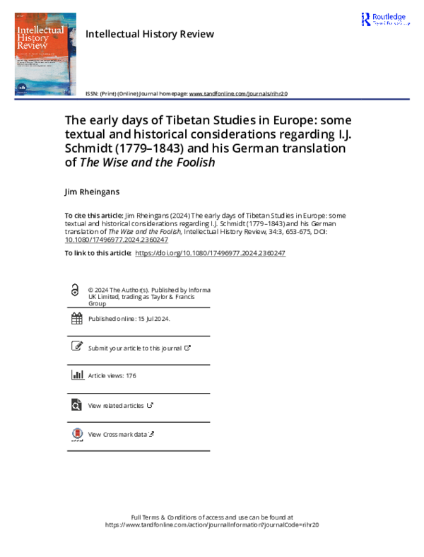 (PDF) The early days of Tibetan Studies in Europe: some textual and ...