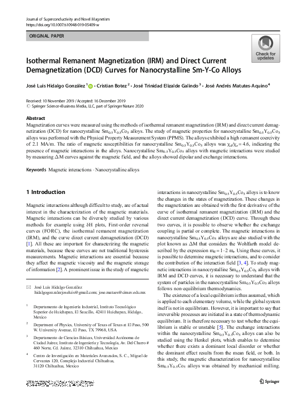 (PDF) Isothermal Remanent Magnetization (IRM) and Direct Current ...