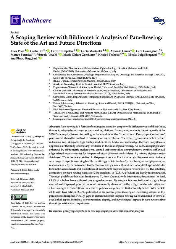(PDF) A Scoping Review with Bibliometric Analysis of Para-Rowing: State ...