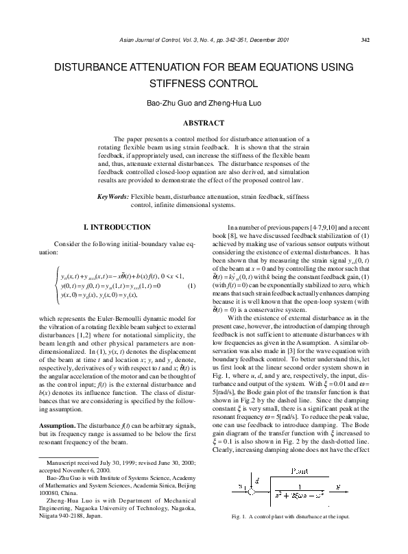 (PDF) Disturbance Attenuation for Beam Equations Using Stiffness Control