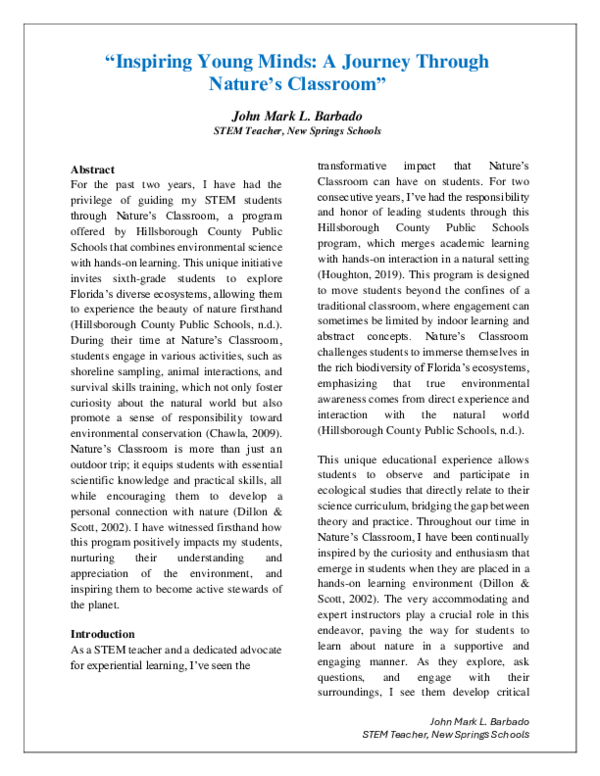 (PDF) "Inspiring Young Minds: A Journey Through Nature's