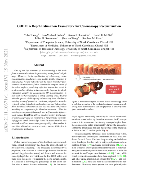 (PDF) ColDE: A Depth Estimation Framework for Colonoscopy Reconstruction