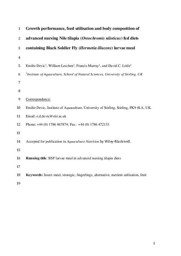 (PDF) Growth performance, feed utilization and body composition of ...