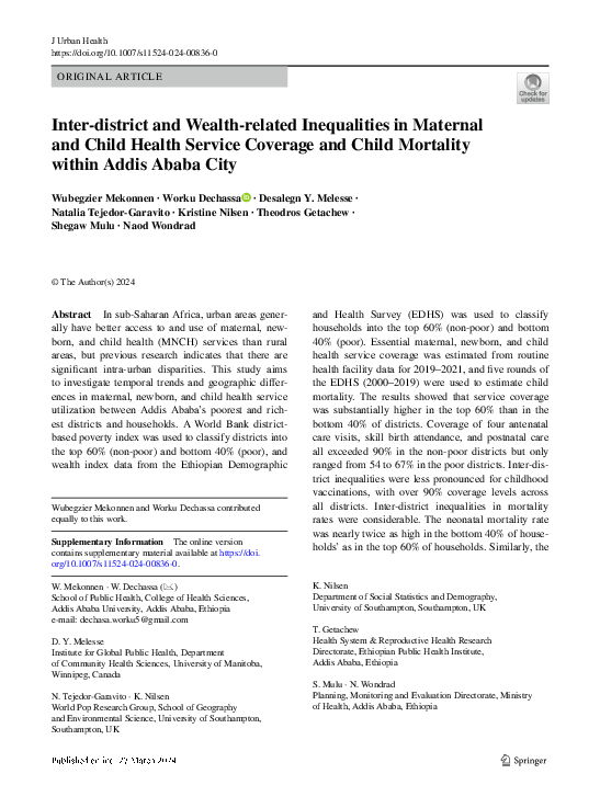 (PDF) Inter-district and Wealth-related Inequalities in Maternal and ...