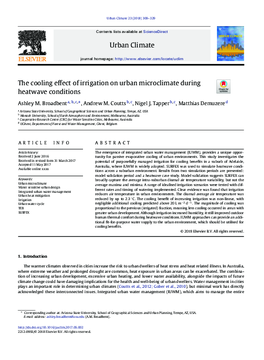 (PDF) The cooling effect of irrigation on urban microclimate during ...