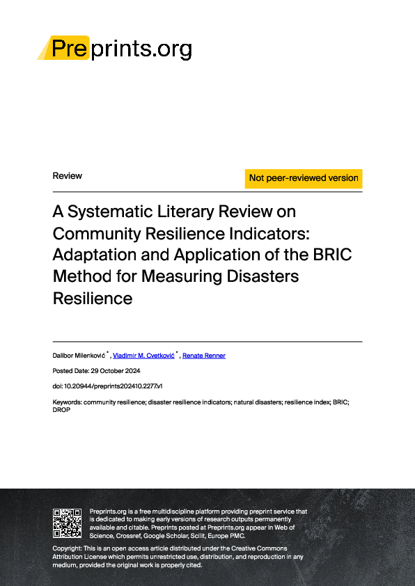 (PDF) A Systematic Literary Review on Community Resilience Indicators ...