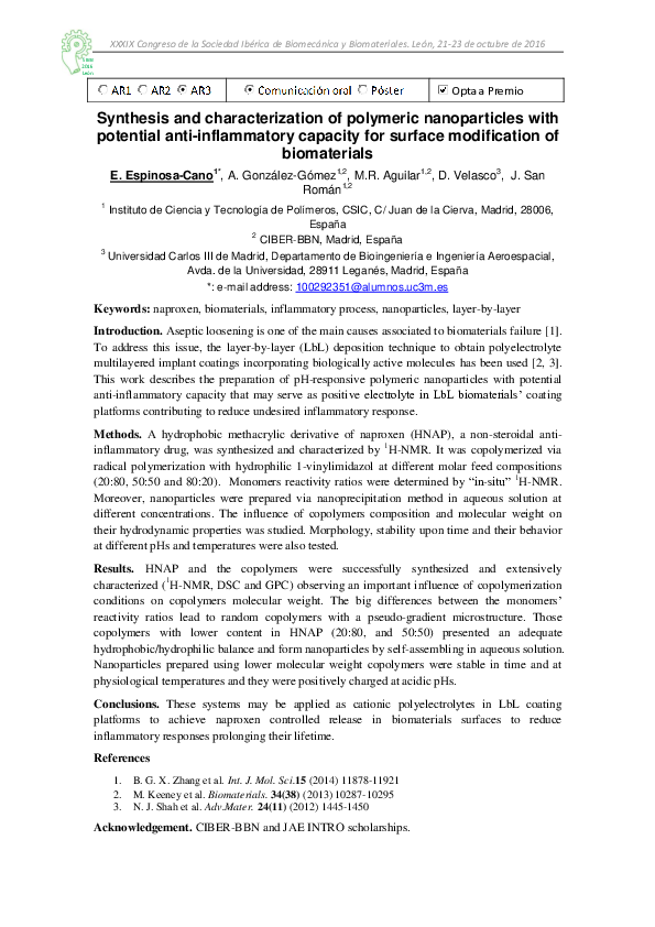 (PDF) Synthesis and characterization of polymeric nanoparticles with ...