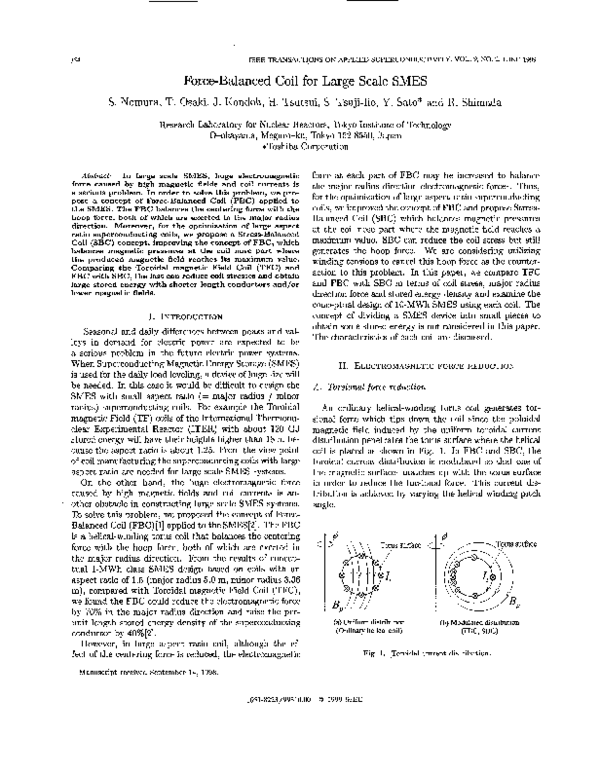 (PDF) Force-balanced coil for large scale SMES