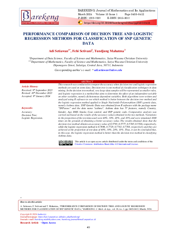 (PDF) Performance Comparison of Decision Tree and Logistic Regression ...
