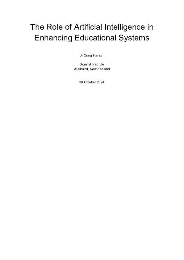 (PDF) The Role of Artificial Intelligence in Enhancing Educational Systems