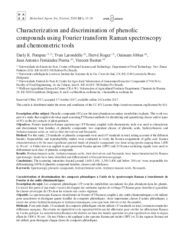 (PDF) Characterization and discrimination of phenolic compounds using ...