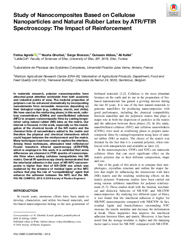 (PDF) Study of nanocomposites based on cellulose nanoparticles and ...