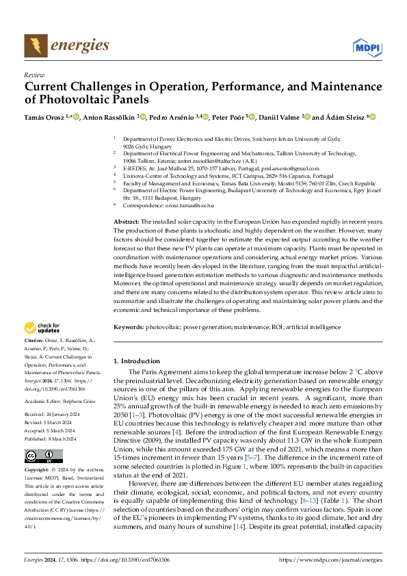 (PDF) Current Challenges in Operation, Performance, and Maintenance of ...