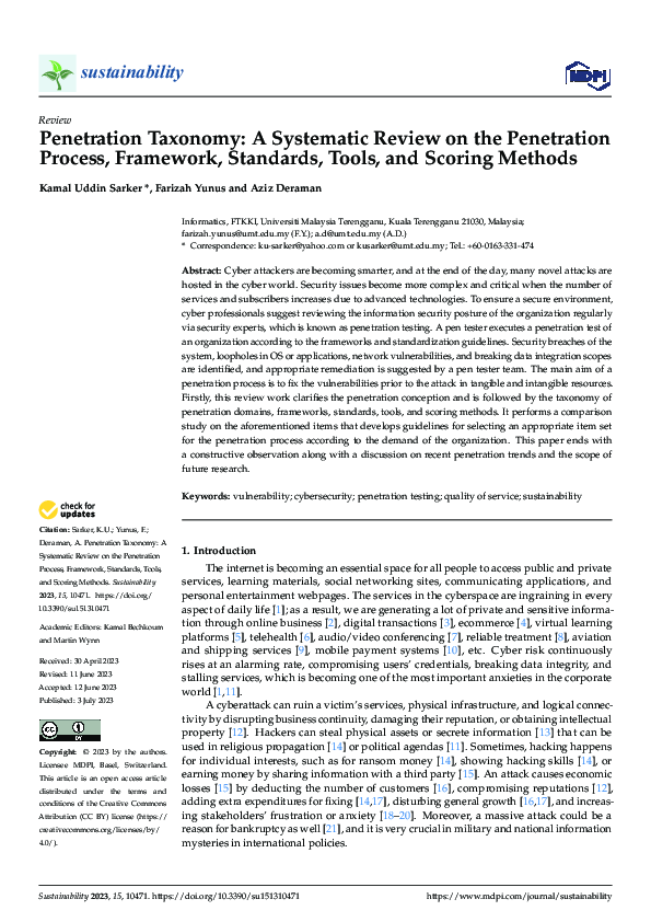 (PDF) Penetration Taxonomy: A Systematic Review on the Penetration ...
