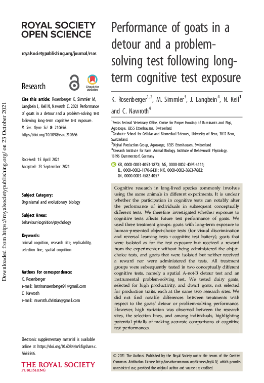 (PDF) Performance of goats in a detour and a problem-solving test ...