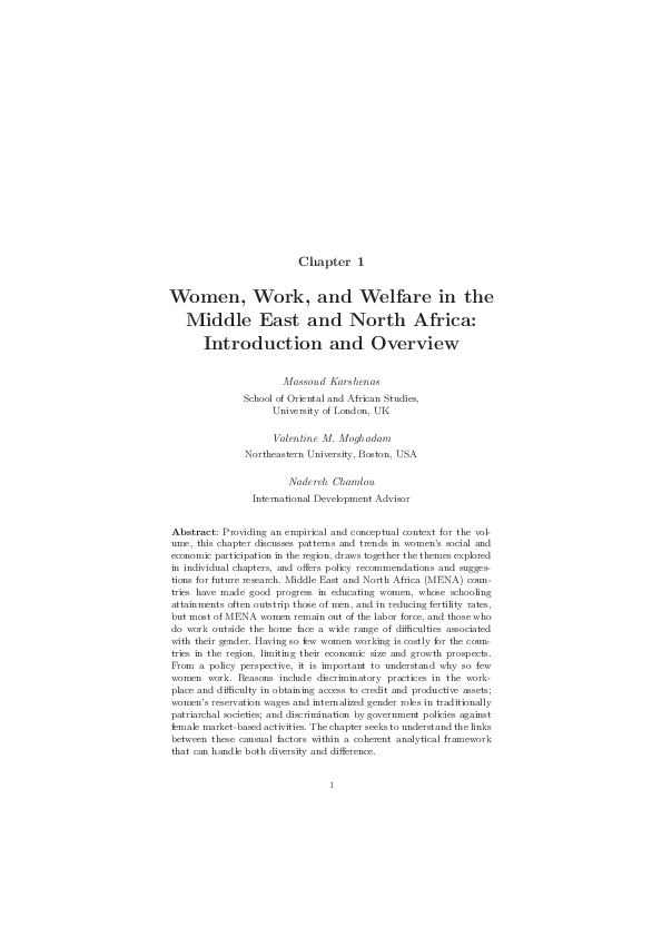 (PDF) Women, Work, and Welfare in the Middle East and North Africa ...