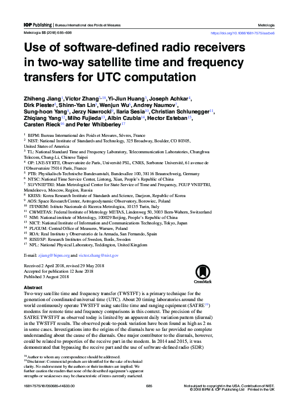 (PDF) Use of software-defined radio receivers in two-way satellite time ...