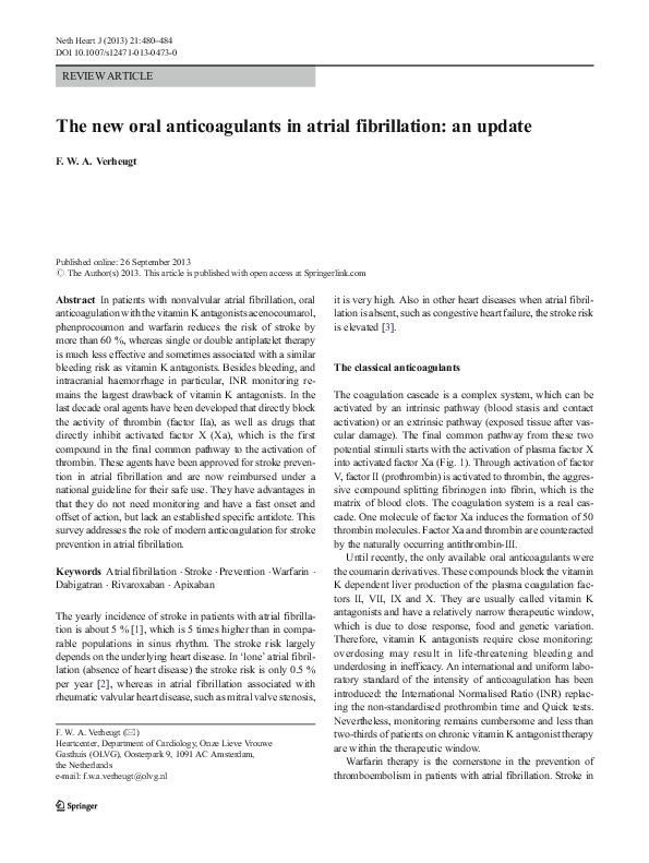 (PDF) New Oral Anticoagulants in Atrial Fibrillation Forever?
