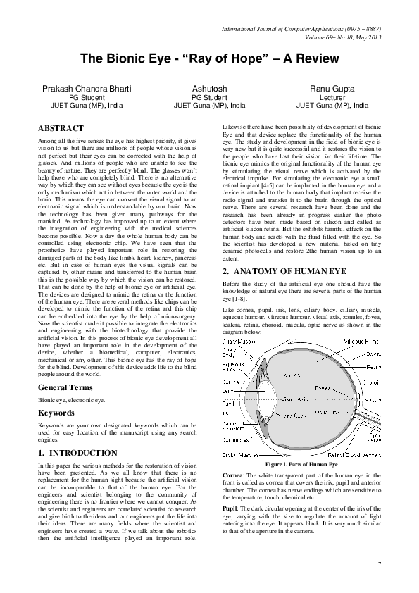 (PDF) The Bionic Eye - “Ray of Hope” – A Review