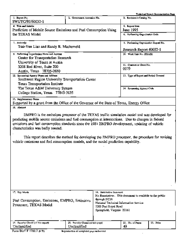 (PDF) Prediction of mobile source emissions and fuel consumption using ...