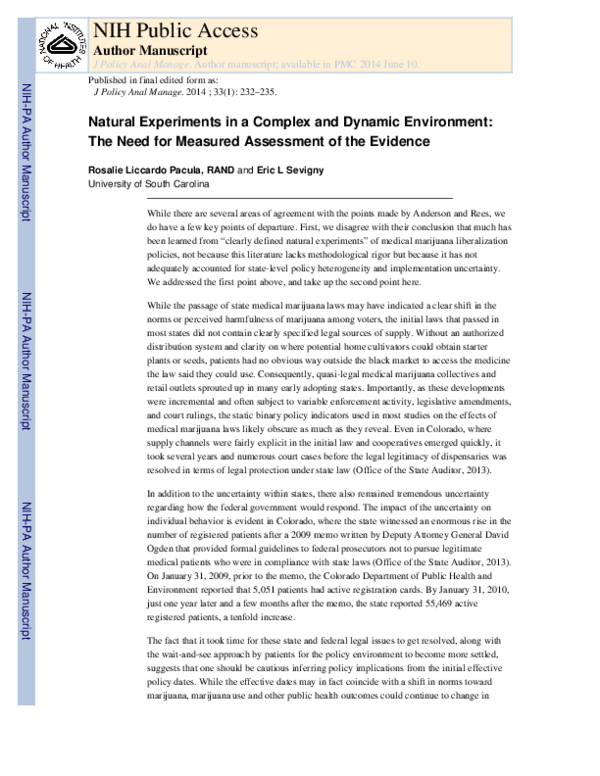 (PDF) Natural Experiments in a Complex and Dynamic Environment: The ...