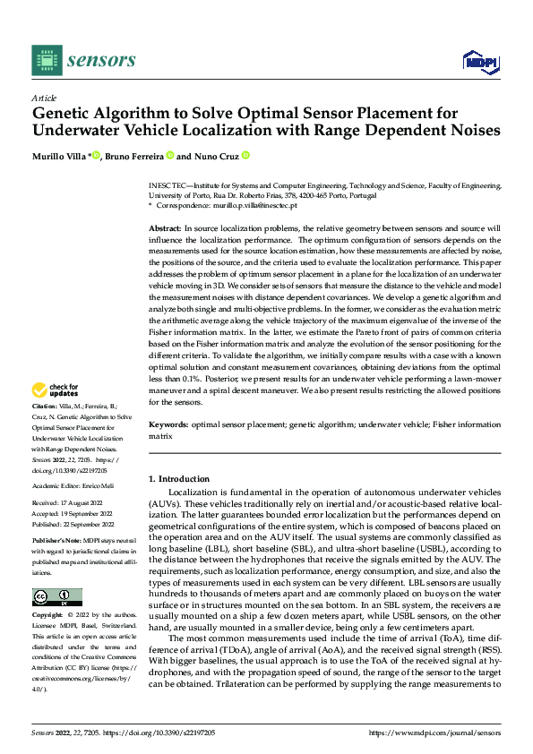 (PDF) Genetic Algorithm to Solve Optimal Sensor Placement for ...