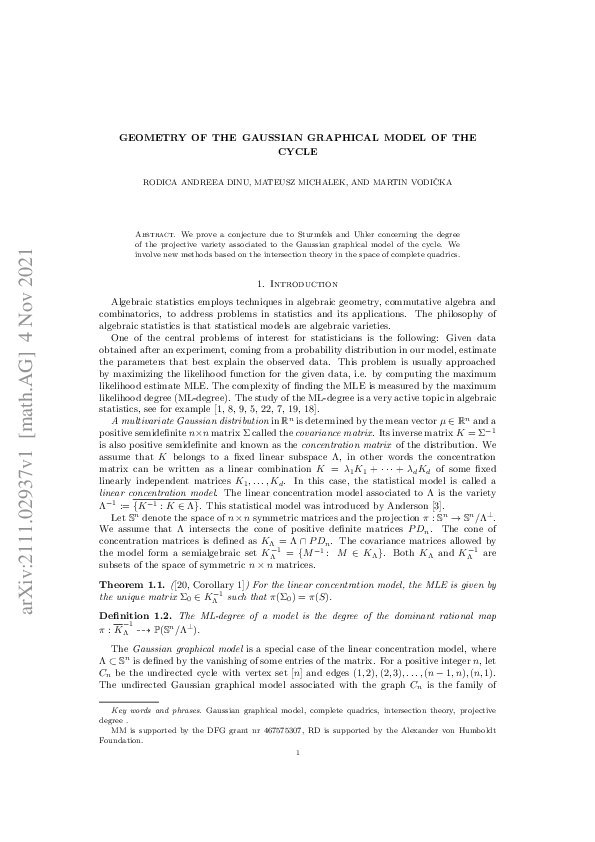 (PDF) Geometry of the Gaussian graphical model of the cycle