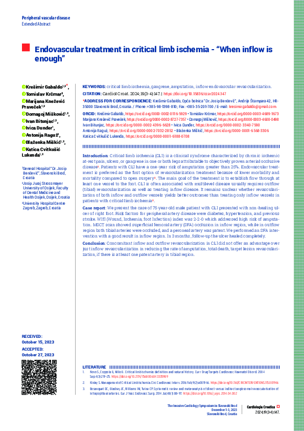 (PDF) Endovascular treatment in critical limb ischemia - “When inflow ...