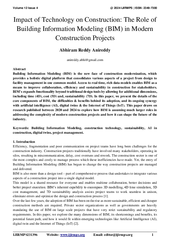 (PDF) Impact of Technology on Construction: The Role of Building ...