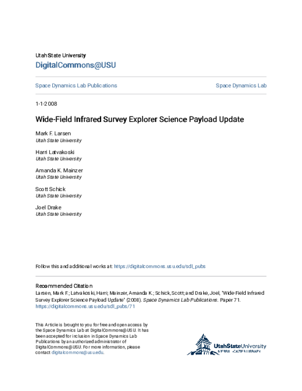 (PDF) Wide-field infrared survey explorer science payload update