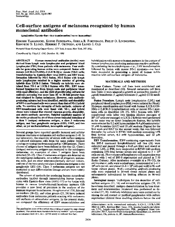 (PDF) Cell-surface antigens of melanoma recognized by human monoclonal ...