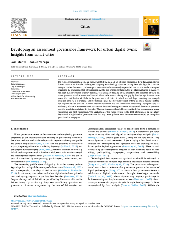 (PDF) Developing an assessment governance framework for urban digital ...