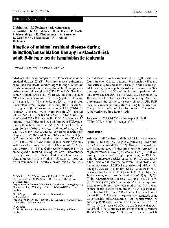 (PDF) Kinetics of minimal residual disease during induction ...