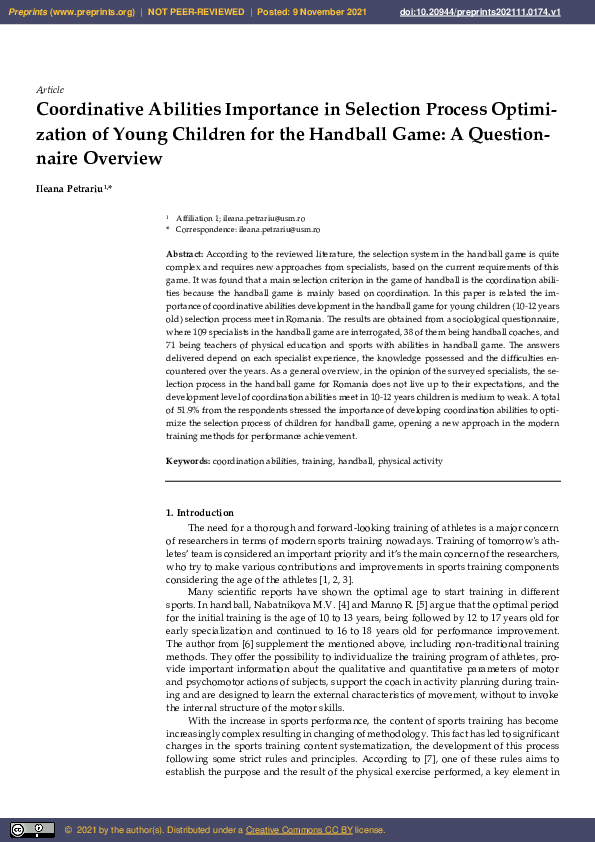 (PDF) Coordinative Abilities Importance in Selection Process ...