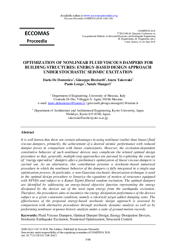 (PDF) Optimization of Nonlinear Fluid Viscous Dampers for Building ...